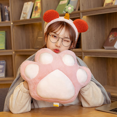 Cat Paw Hand Warmer Covering Pillow In Winter