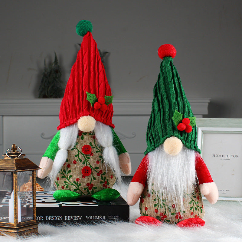 Red And Green Hooded Standing Old Man Doll