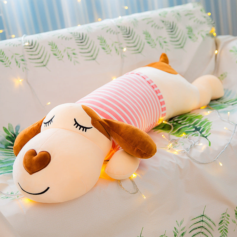 Soft Striped Puffy Dog Pillow Down Cotton Doggy Doll