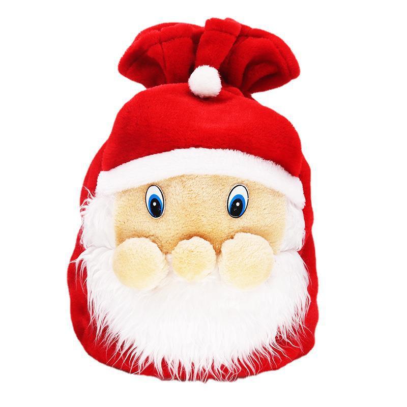 Christmas Day Short Plush Santa Face Gift Bag