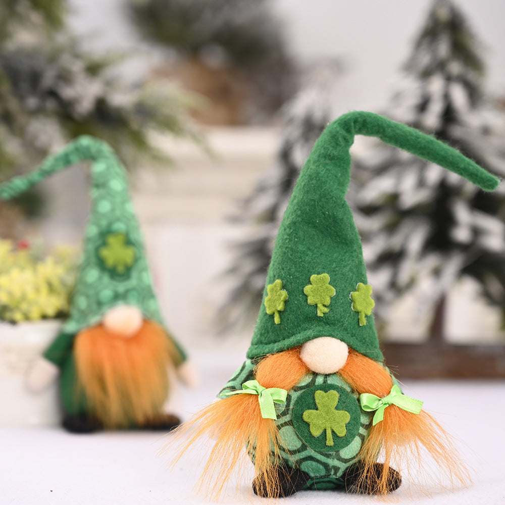 Little Doll Standing Green Leaf Gnome Ornament