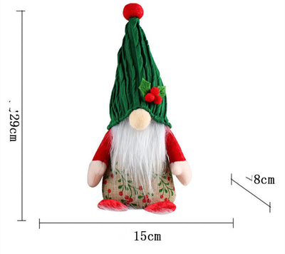 Red And Green Hooded Standing Old Man Doll