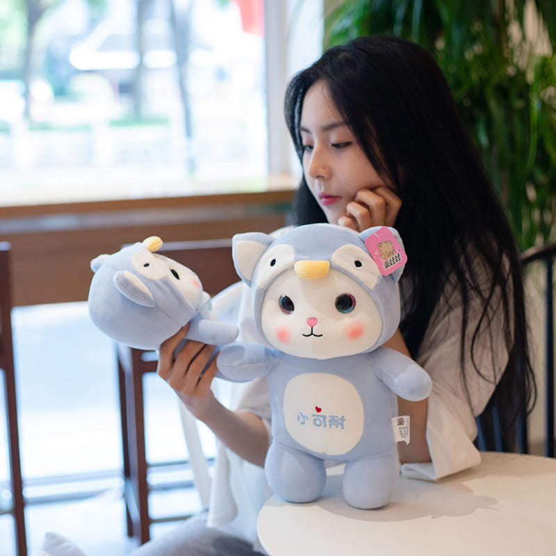 Soft cartoon standing cat doll
