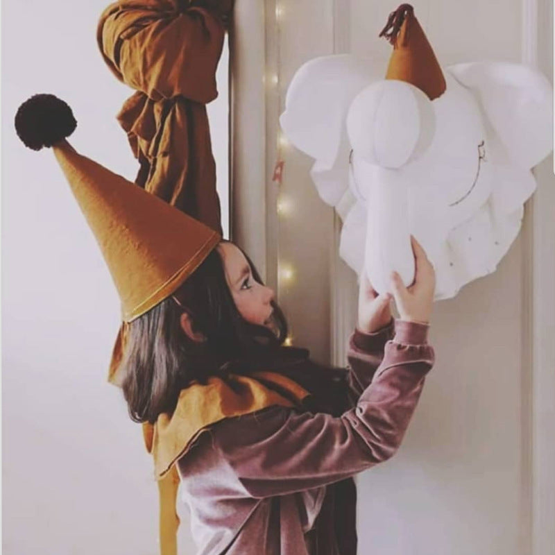 Creativity Plush Elephant Head Wall Ornament