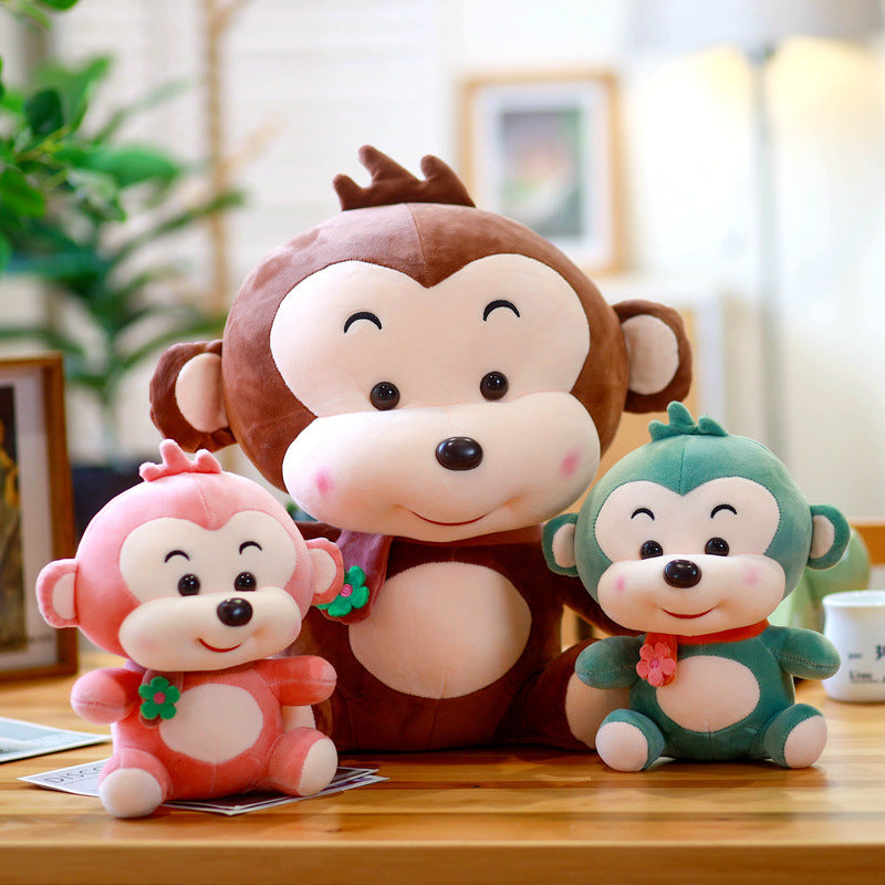 Little Monkey Doll Girl On Bed Hug Sleeping Zodiac Doll Child Birthday Gift Cute Cute Plush Toy