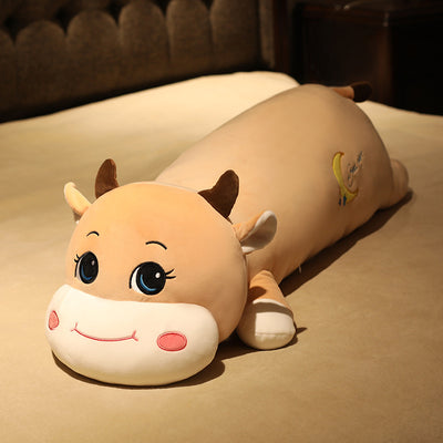 Cute Cow Pillow Baby Long Bed To Comfort Sleeping Cartoon Animal Doll Baby Children