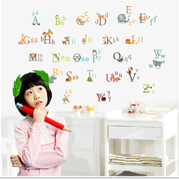 Ay877 Mulla Castle Can Remove 26 English Letters Sticker For Children'S Kindergarten Morning Teaching Wall Stickers