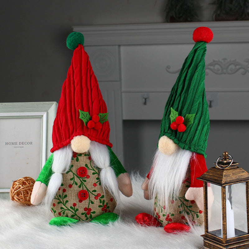 Red And Green Hooded Standing Old Man Doll