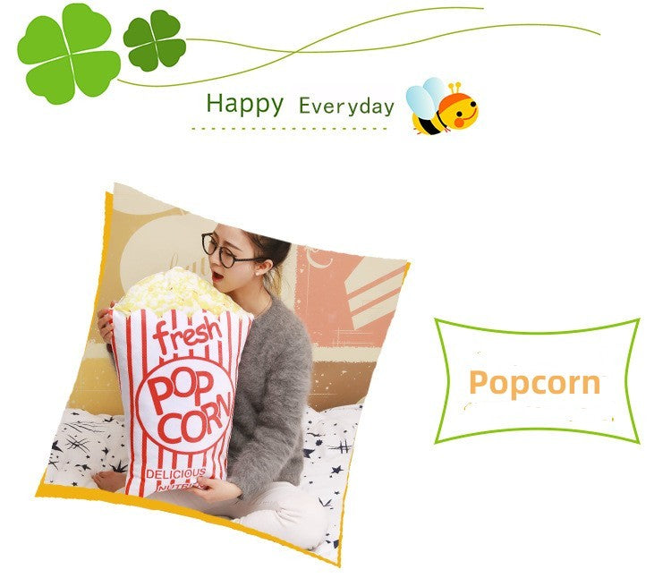 Cute Creative Snack Pillow French Fries Cola Popcorn Removable And Washable Plush Cushion Sofa Cushion Simulation