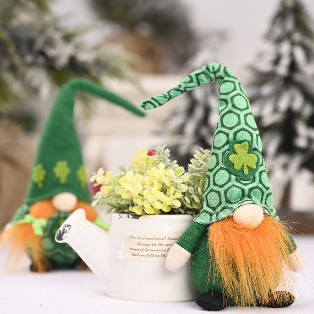 Little Doll Standing Green Leaf Gnome Ornament