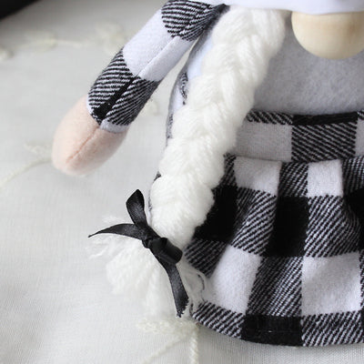 Chef Plush Black And White Plaid Faceless Doll