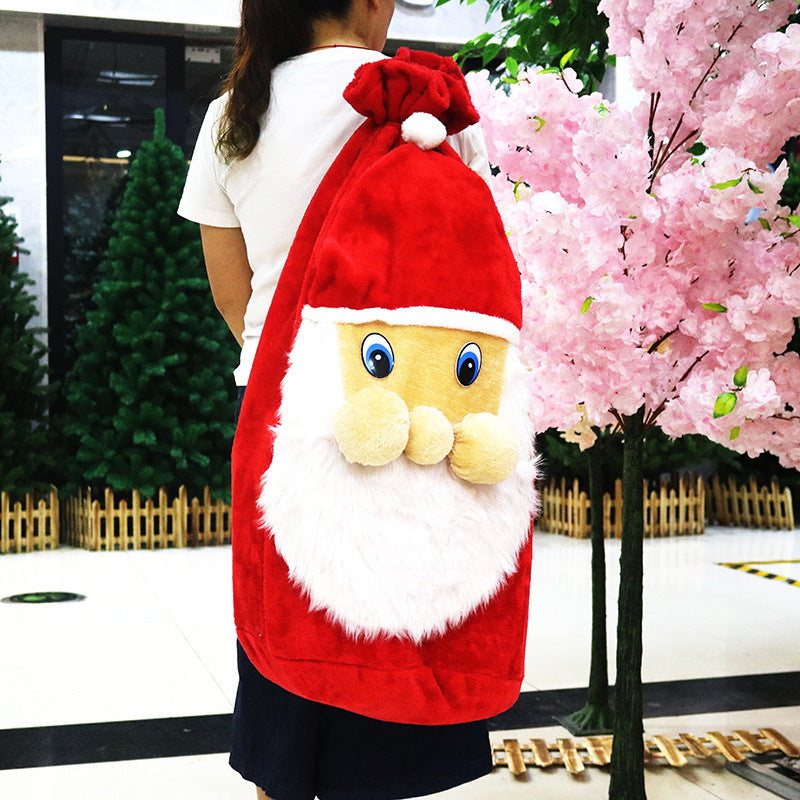 Christmas Day Short Plush Santa Face Gift Bag