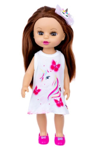 Brown Hair Girl Simulation Glue Doll Set