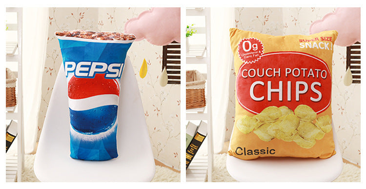Cute Creative Snack Pillow French Fries Cola Popcorn Removable And Washable Plush Cushion Sofa Cushion Simulation