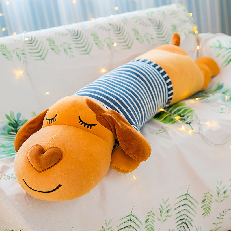 Soft Striped Puffy Dog Pillow Down Cotton Doggy Doll