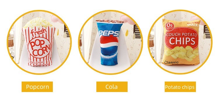 Cute Creative Snack Pillow French Fries Cola Popcorn Removable And Washable Plush Cushion Sofa Cushion Simulation