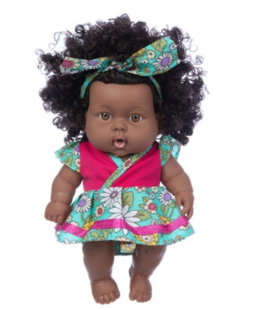 Brown Hair Girl Simulation Glue Doll Set