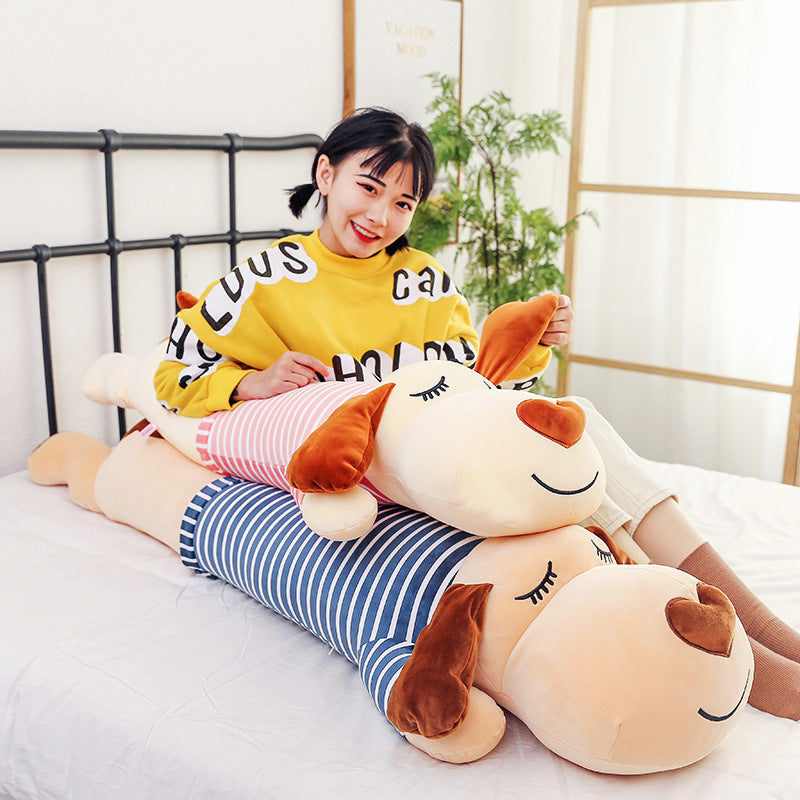Soft Striped Puffy Dog Pillow Down Cotton Doggy Doll