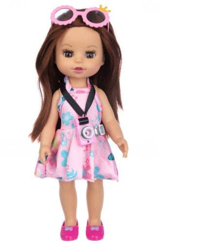 Brown Hair Girl Simulation Glue Doll Set