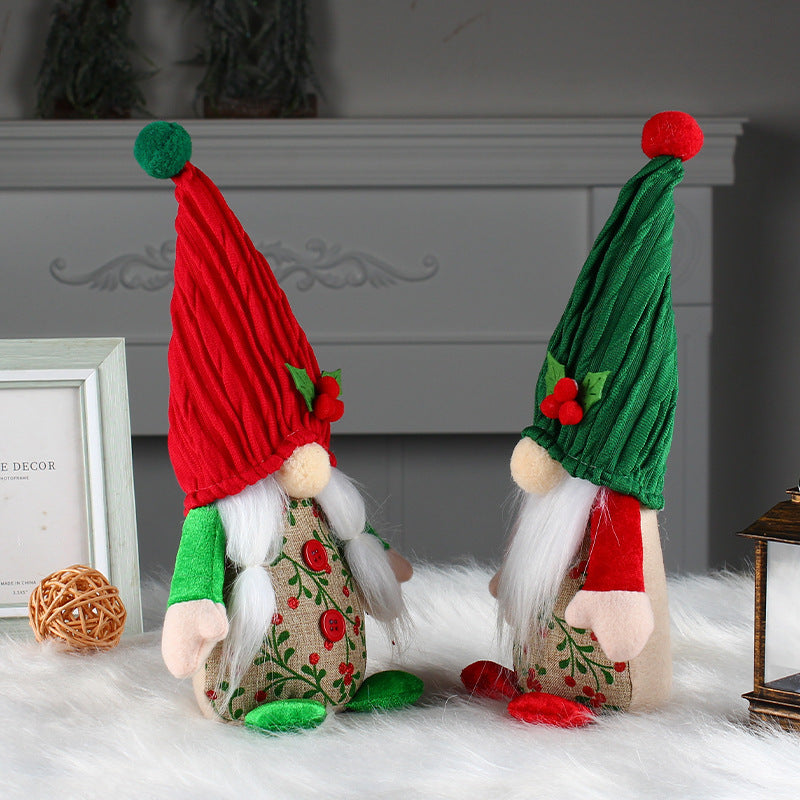 Red And Green Hooded Standing Old Man Doll
