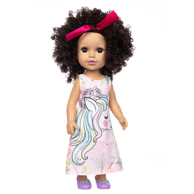 Brown Hair Girl Simulation Glue Doll Set