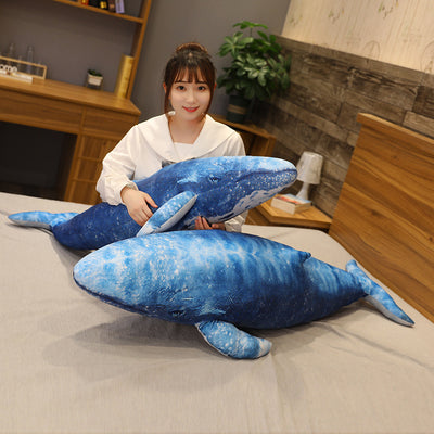 Summer blue whale plush doll