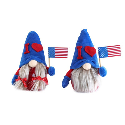 Plush Doll With No Face And Flag