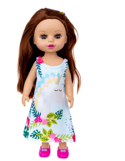 Brown Hair Girl Simulation Glue Doll Set