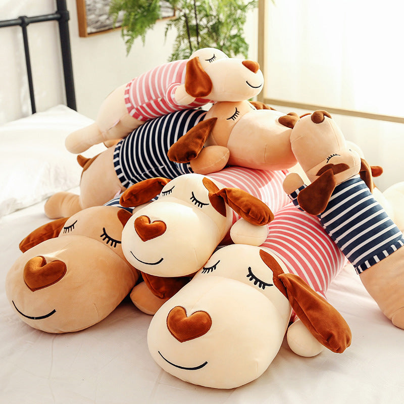 Soft Striped Puffy Dog Pillow Down Cotton Doggy Doll