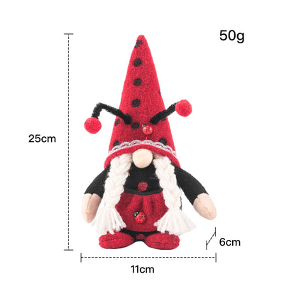 Ladybug Spotted Doll Long Hat Faceless Creative Gift Desktop Decoration