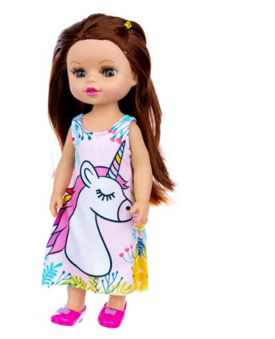 Brown Hair Girl Simulation Glue Doll Set