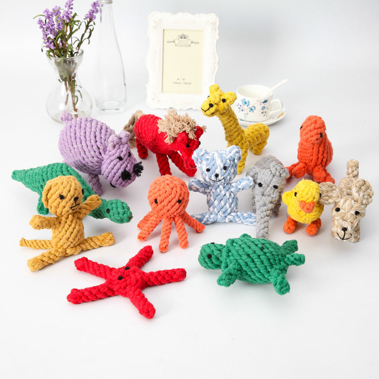 Animal Series Molar Teeth Cleaner Cotton Rope Cat Toy