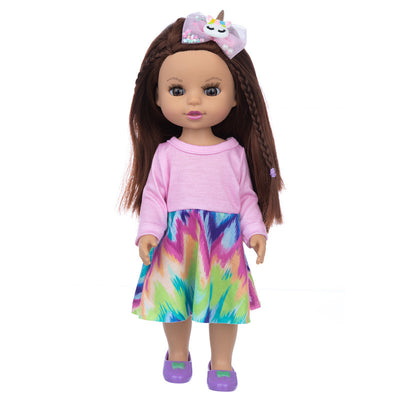 Brown Hair Girl Simulation Glue Doll Set
