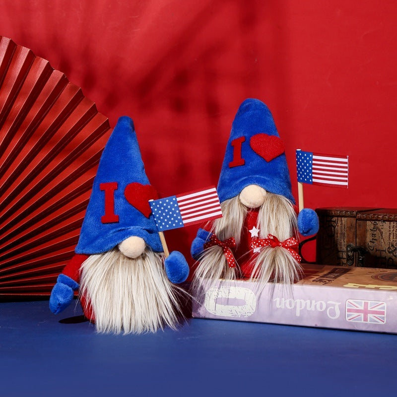 Plush Doll With No Face And Flag