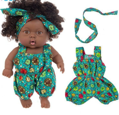 Brown Hair Girl Simulation Glue Doll Set