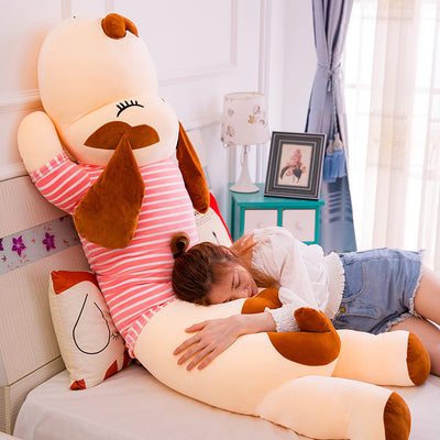 Soft Striped Puffy Dog Pillow Down Cotton Doggy Doll