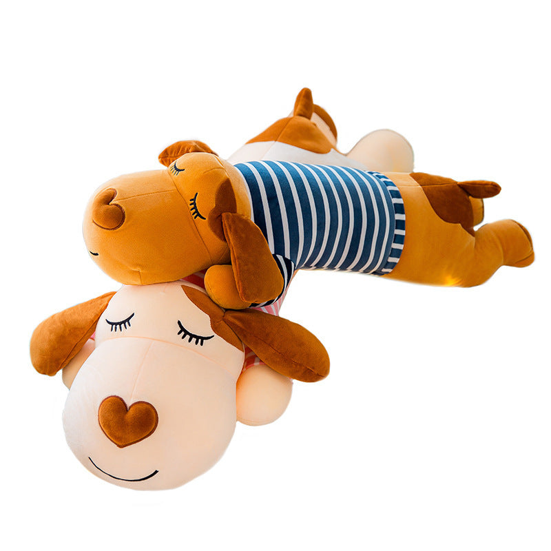 Soft Striped Puffy Dog Pillow Down Cotton Doggy Doll