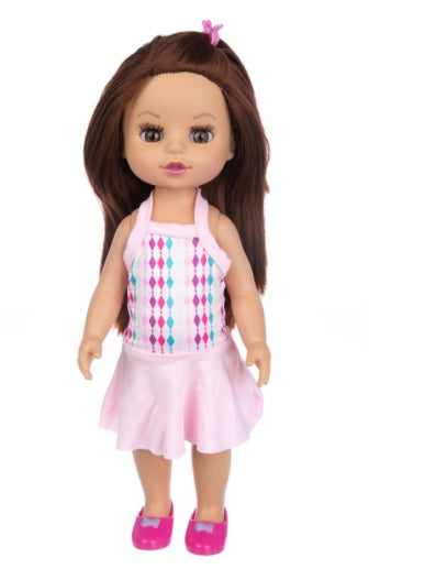 Brown Hair Girl Simulation Glue Doll Set