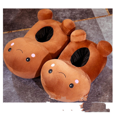 Autumn And Winter Indoor Warm Home Cute Thick-soled Couple Plush Shoes At Home