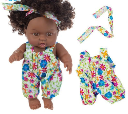 Brown Hair Girl Simulation Glue Doll Set