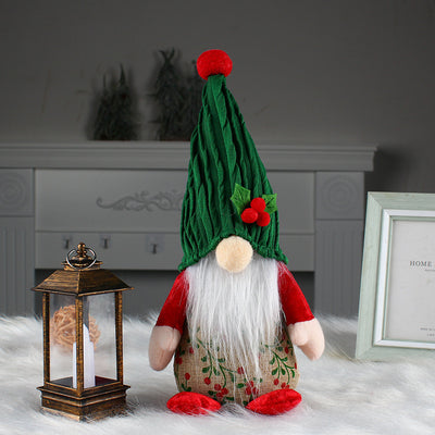 Red And Green Hooded Standing Old Man Doll