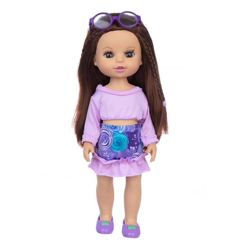 Brown Hair Girl Simulation Glue Doll Set