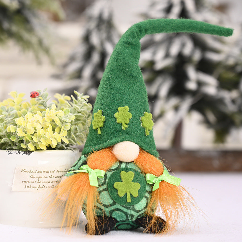 Little Doll Standing Green Leaf Gnome Ornament